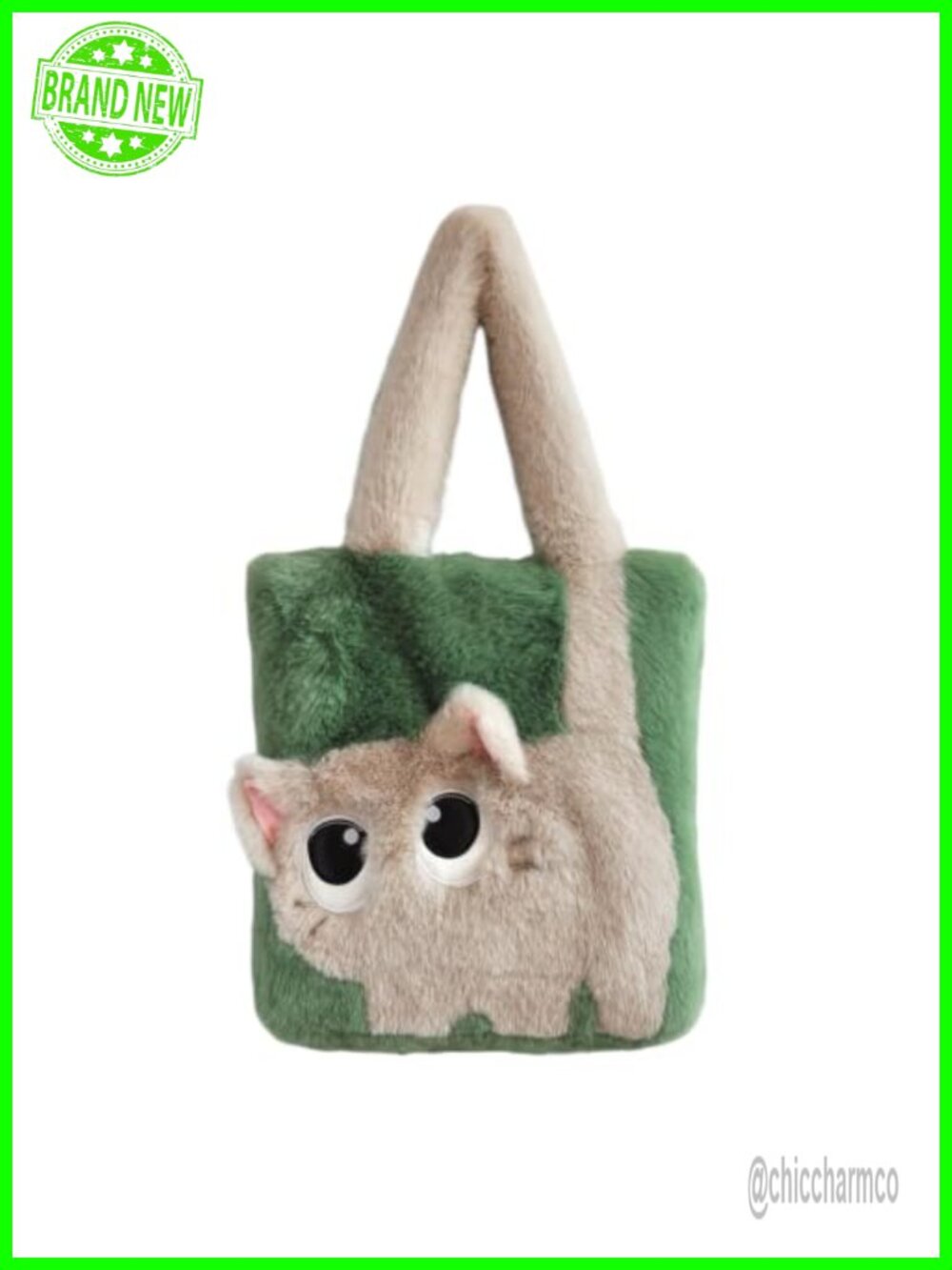 Plush Cat Tote Bag Soft Fluffy Shoulder Handbag for Women